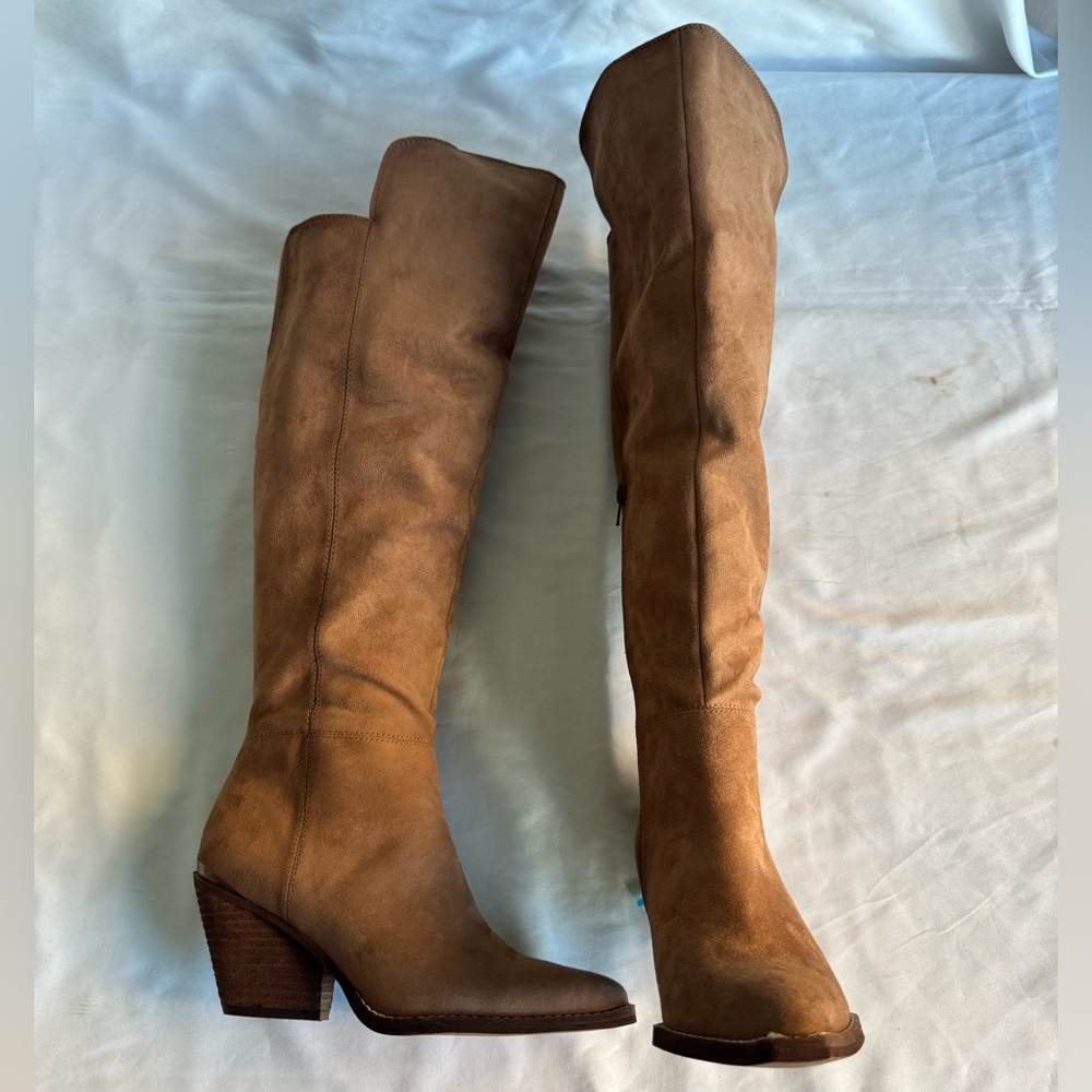 ZODIAC Womens Brown Ronson Square Toe Block Heel Heeled Boots Size 7.5 M